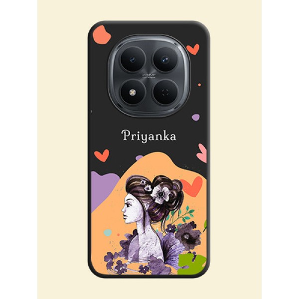 Namecase For Her With Fancy Lady Image On Space Black Custom Soft Matte Mobile Back Cover - Poco M8 5G Namecase For Her With Fancy Lady Image On Space Black Custom Soft Matte Mobile Back Cover - Poco M8 5G