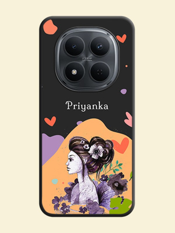 Namecase For Her With Fancy Lady Image On Space Black Custom Soft Matte Mobile Back Cover - Poco M8 5G