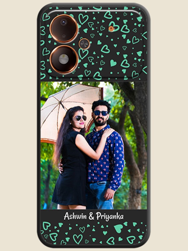 Sea Green Indefinite Love Pattern on Photo On Space Black Custom Soft Matte Mobile Back Cover - Poco M8 Power 5G