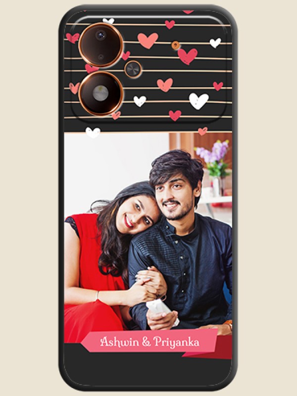 Love Pattern with Name on Pink Ribbon on Photo On Space Black Custom Soft Matte Mobile Back Cover - Poco M8 Power 5G