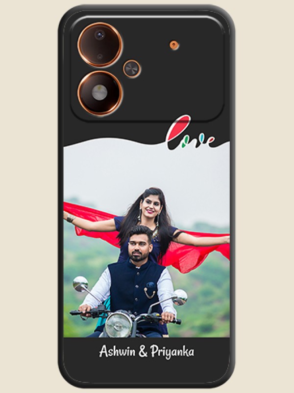 Fall in Love Pattern with Picture on Photo On Space Black Custom Soft Matte Mobile Back Cover - Poco M8 Power 5G