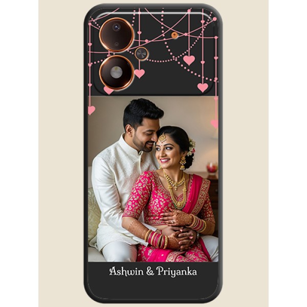Pink Love Hangings with Text On Space Black Custom Soft Matte Mobile Back Cover - Poco M8 Power 5G Pink Love Hangings with Text On Space Black Custom Soft Matte Mobile Back Cover - Poco M8 Power 5G