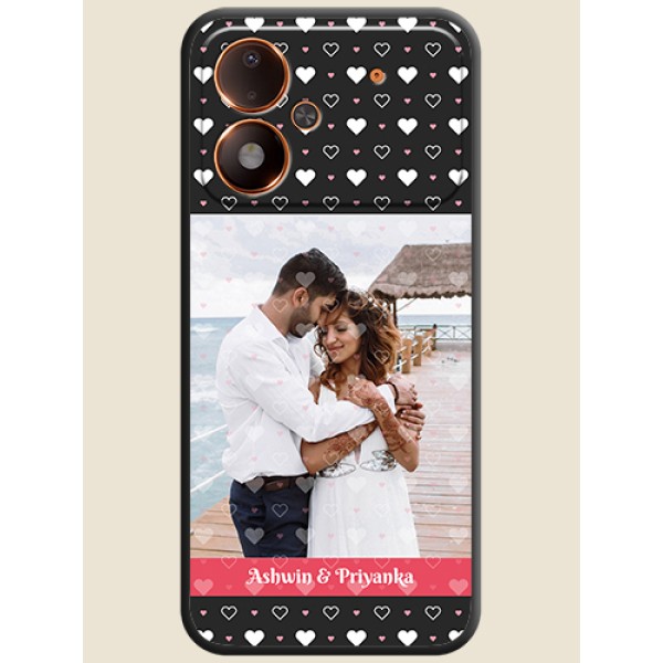 White Color Love Symbols with Text Design on Photo On Space Black Custom Soft Matte Mobile Back Cover - Poco M8 Power 5G White Color Love Symbols with Text Design on Photo On Space Black Custom Soft Matte Mobile Back Cover - Poco M8 Power 5G