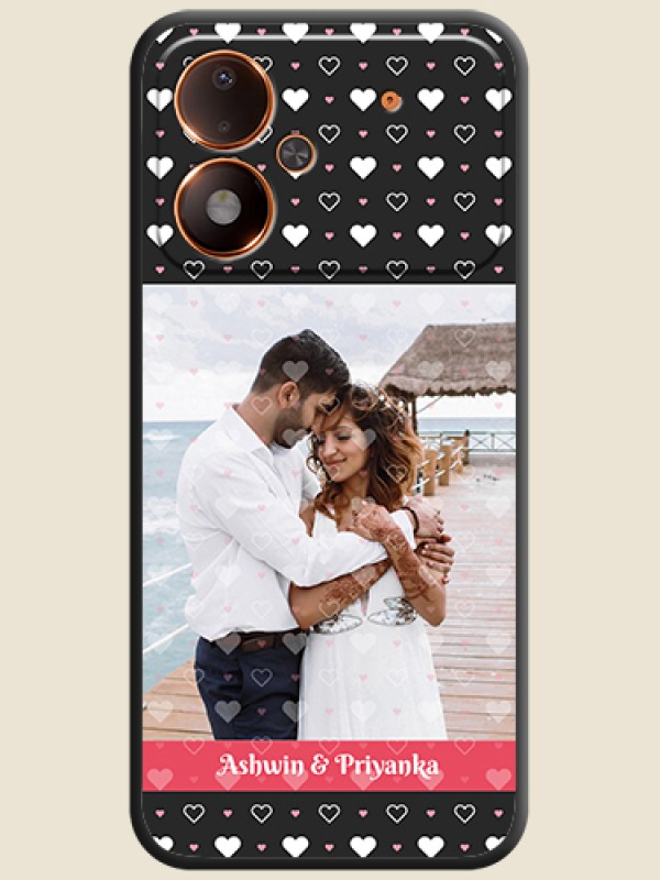 White Color Love Symbols with Text Design on Photo On Space Black Custom Soft Matte Mobile Back Cover - Poco M8 Power 5G