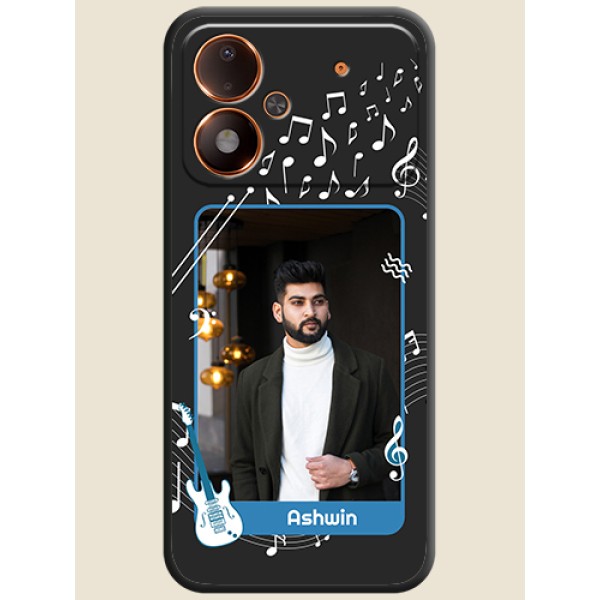 Musical Theme Design with Text on Photo On Space Black Custom Soft Matte Mobile Back Cover - Poco M8 Power 5G Musical Theme Design with Text on Photo On Space Black Custom Soft Matte Mobile Back Cover - Poco M8 Power 5G