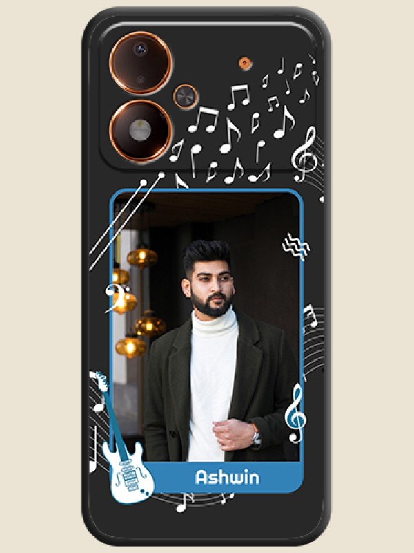 Musical Theme Design with Text on Photo On Space Black Custom Soft Matte Mobile Back Cover - Poco M8 Power 5G
