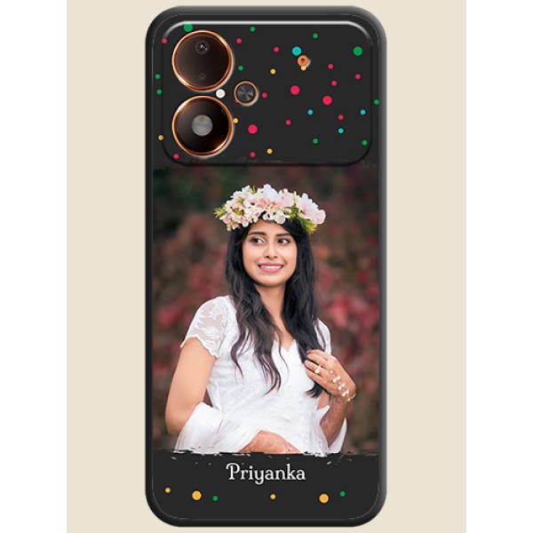 Multicolor Dotted Pattern with Text On Space Black Custom Soft Matte Mobile Back Cover - Poco M8 Power 5G