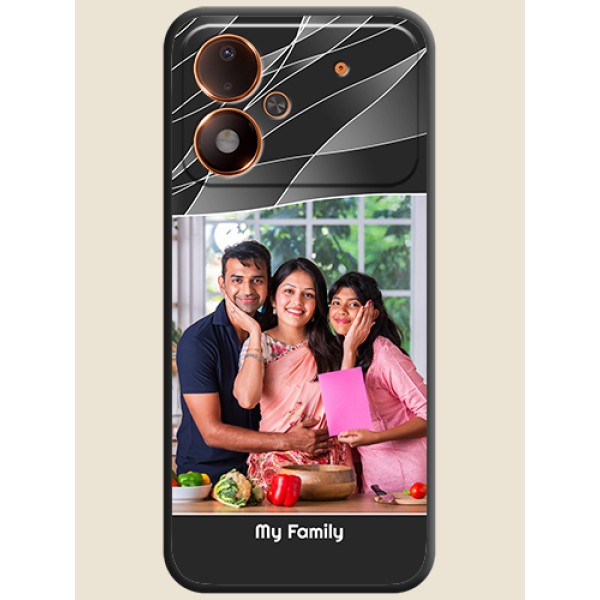Mixed Wave Lines on Photo On Space Black Custom Soft Matte Mobile Back Cover - Poco M8 Power 5G