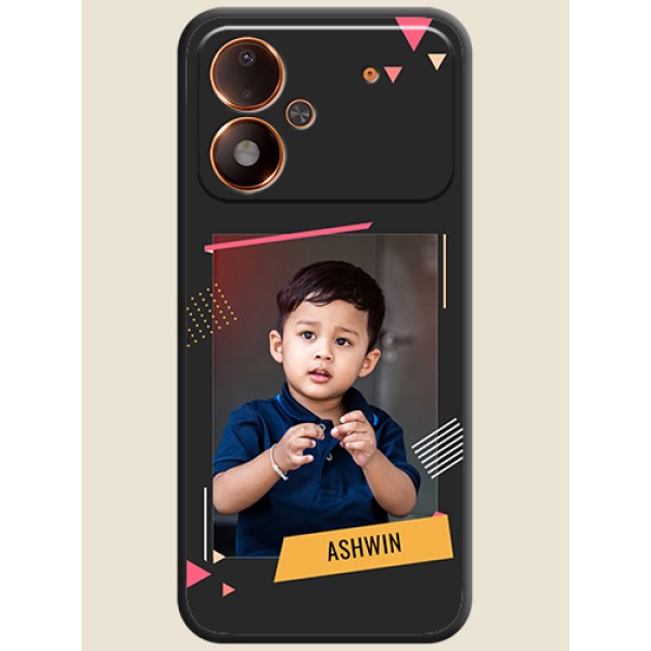 Photo Frame with Triangle Small Dots on Photo On Space Black Custom Soft Matte Mobile Back Cover - Poco M8 Power 5G Photo Frame with Triangle Small Dots on Photo On Space Black Custom Soft Matte Mobile Back Cover - Poco M8 Power 5G