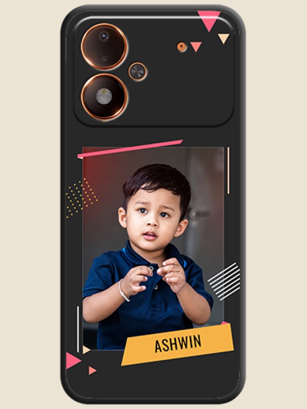 Photo Frame with Triangle Small Dots on Photo On Space Black Custom Soft Matte Mobile Back Cover - Poco M8 Power 5G