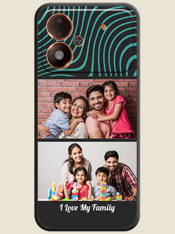 Wave Pattern with 2 Image Holder On Space Black Custom Soft Matte Mobile Back Cover - Poco M8 Power 5G