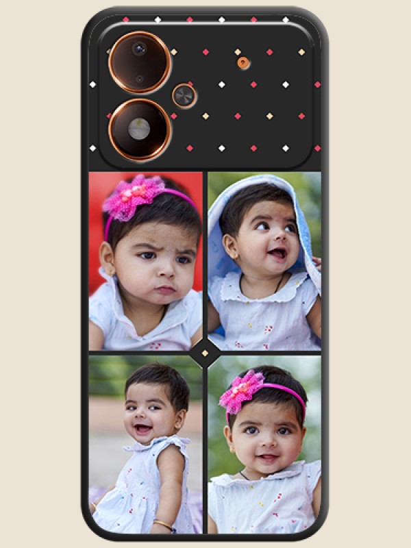 Multicolor Dotted Pattern with 4 Image Holder On Space Black Custom Soft Matte Mobile Back Cover - Poco M8 Power 5G