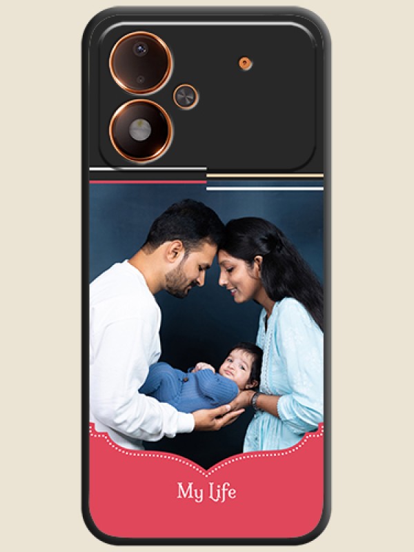 Classic Plain Design with Name On Space Black Custom Soft Matte Mobile Back Cover - Poco M8 Power 5G