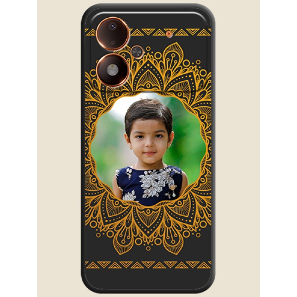 Round Image with Floral Design On Space Black Custom Soft Matte Mobile Back Cover - Poco M8 Power 5G Round Image with Floral Design On Space Black Custom Soft Matte Mobile Back Cover - Poco M8 Power 5G