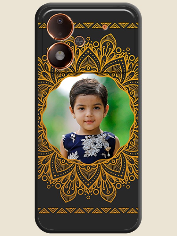 Round Image with Floral Design On Space Black Custom Soft Matte Mobile Back Cover - Poco M8 Power 5G