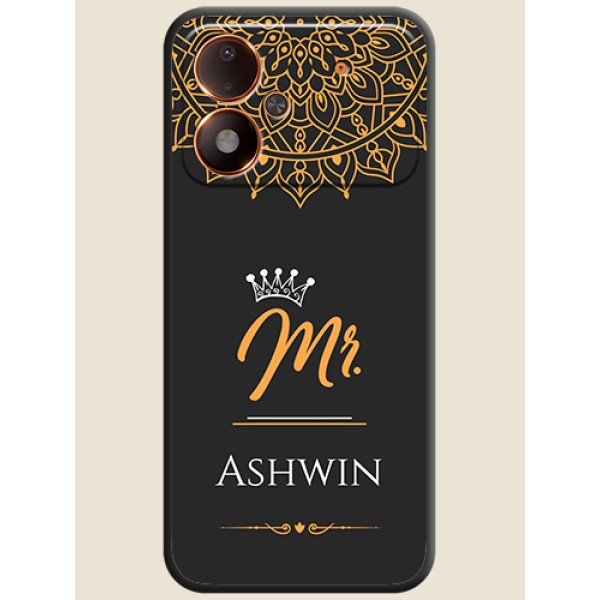 Mr Name with Floral Design On Space Black Custom Soft Matte Mobile Back Cover - Poco M8 Power 5G Mr Name with Floral Design On Space Black Custom Soft Matte Mobile Back Cover - Poco M8 Power 5G
