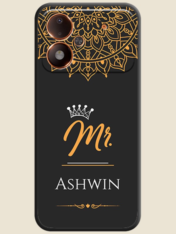 Mr Name with Floral Design On Space Black Custom Soft Matte Mobile Back Cover - Poco M8 Power 5G