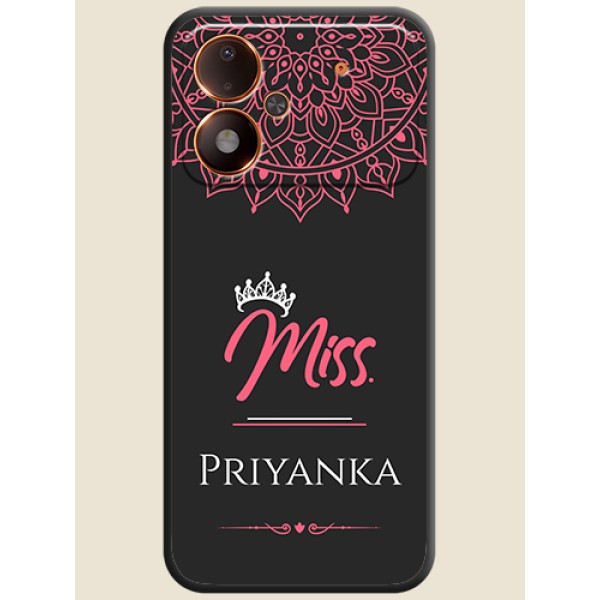 Mrs Name with Floral Design On Space Black Custom Soft Matte Mobile Back Cover - Poco M8 Power 5G Mrs Name with Floral Design On Space Black Custom Soft Matte Mobile Back Cover - Poco M8 Power 5G