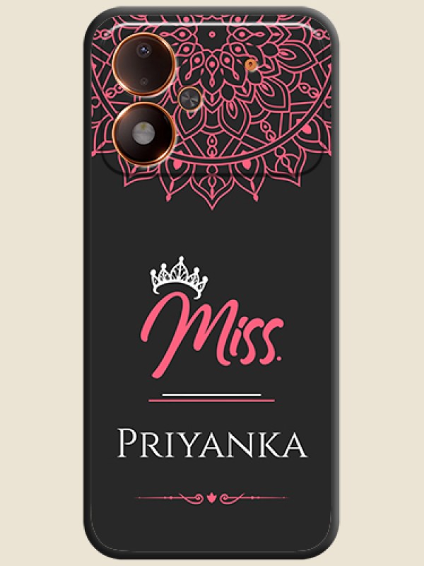 Mrs Name with Floral Design On Space Black Custom Soft Matte Mobile Back Cover - Poco M8 Power 5G