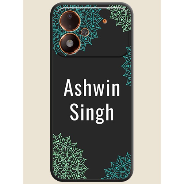 Your Name with Floral Design On Space Black Custom Soft Matte Mobile Back Cover - Poco M8 Power 5G Your Name with Floral Design On Space Black Custom Soft Matte Mobile Back Cover - Poco M8 Power 5G