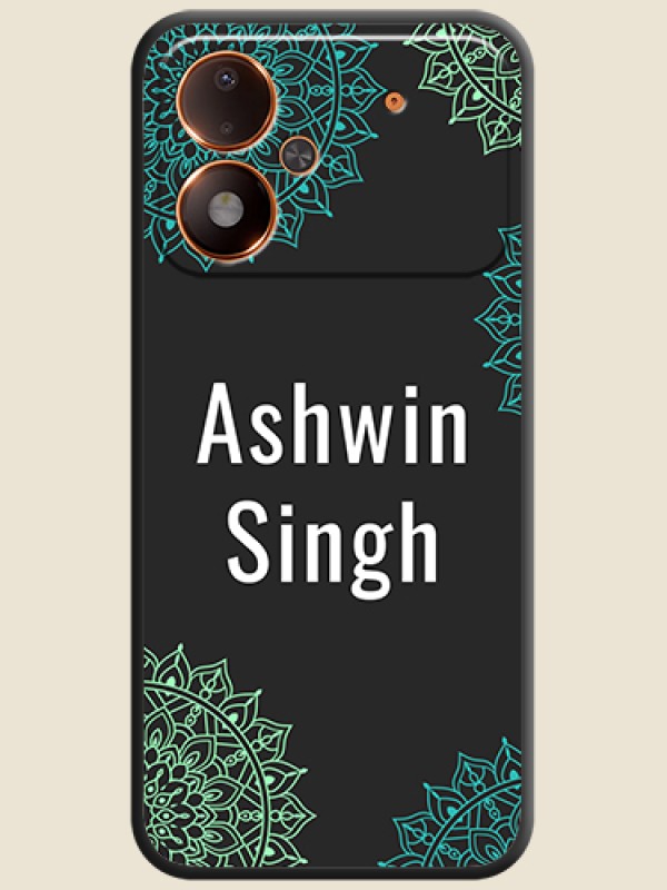 Your Name with Floral Design On Space Black Custom Soft Matte Mobile Back Cover - Poco M8 Power 5G
