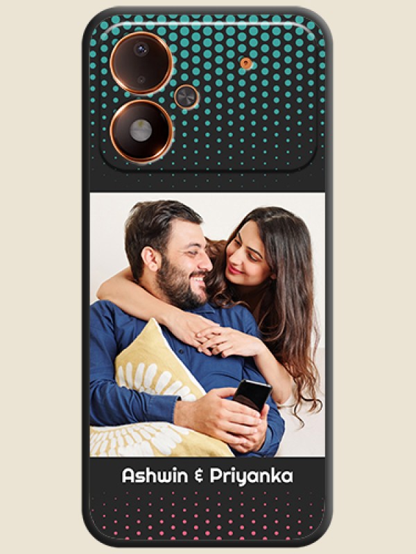 Faded Dots with Grunge Photo Frame and Text On Space Black Custom Soft Matte Mobile Back Cover - Poco M8 Power 5G