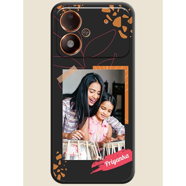 Orange Photo Frame On Space Black Custom Soft Matte Mobile Back Cover - Poco M8 Power 5G Orange Photo Frame On Space Black Custom Soft Matte Mobile Back Cover - Poco M8 Power 5G