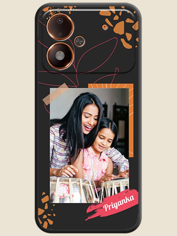 Orange Photo Frame On Space Black Custom Soft Matte Mobile Back Cover - Poco M8 Power 5G