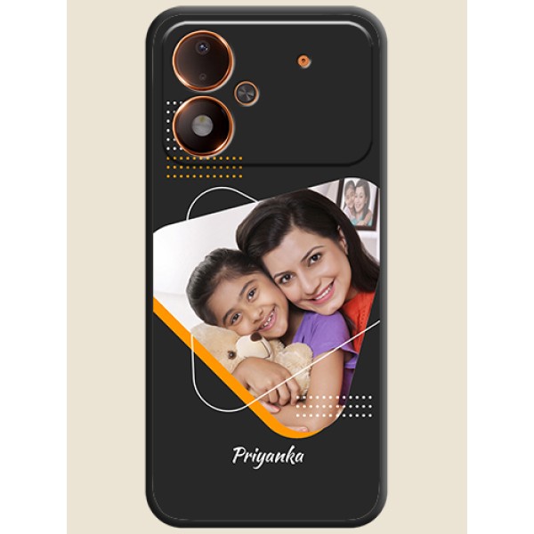 Yellow Triangle on Photo On Space Black Custom Soft Matte Mobile Back Cover - Poco M8 Power 5G
