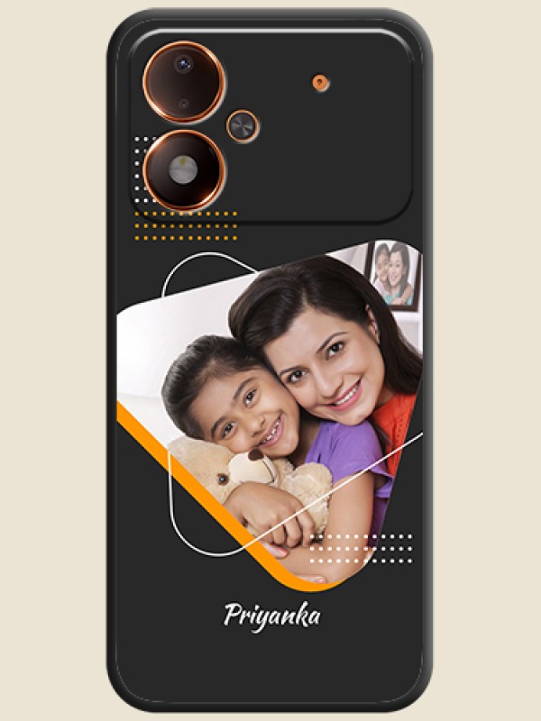 Yellow Triangle on Photo On Space Black Custom Soft Matte Mobile Back Cover - Poco M8 Power 5G