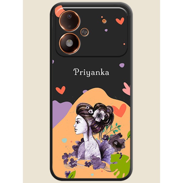 Namecase For Her With Fancy Lady Image On Space Black Custom Soft Matte Mobile Back Cover - Poco M8 Power 5G Namecase For Her With Fancy Lady Image On Space Black Custom Soft Matte Mobile Back Cover - Poco M8 Power 5G