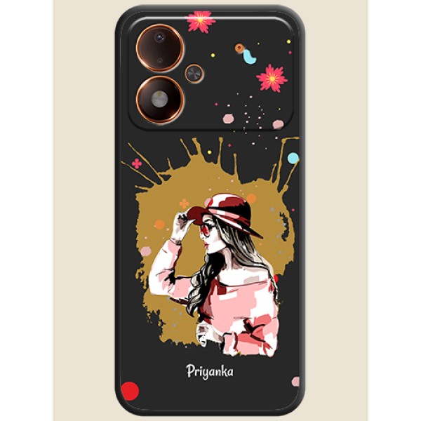 Mordern Lady With Color Splash Background With Custom Text On Space Black Custom Soft Matte Mobile Back Cover - Poco M8 Power 5G