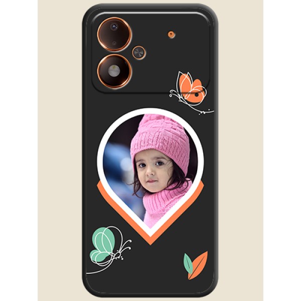 Upload Pic With Simple Butterly Design On Space Black Custom Soft Matte Mobile Back Cover - Poco M8 Power 5G Upload Pic With Simple Butterly Design On Space Black Custom Soft Matte Mobile Back Cover - Poco M8 Power 5G