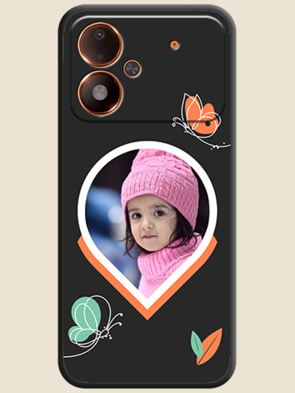 Upload Pic With Simple Butterly Design On Space Black Custom Soft Matte Mobile Back Cover - Poco M8 Power 5G