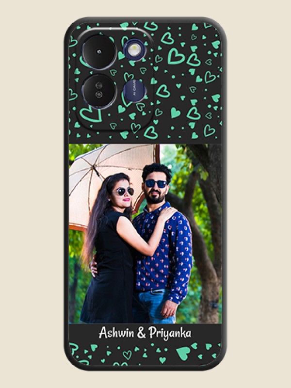 Sea Green Indefinite Love Pattern on Photo On Space Black Custom Soft Matte Mobile Back Cover - Poco M8x 5G