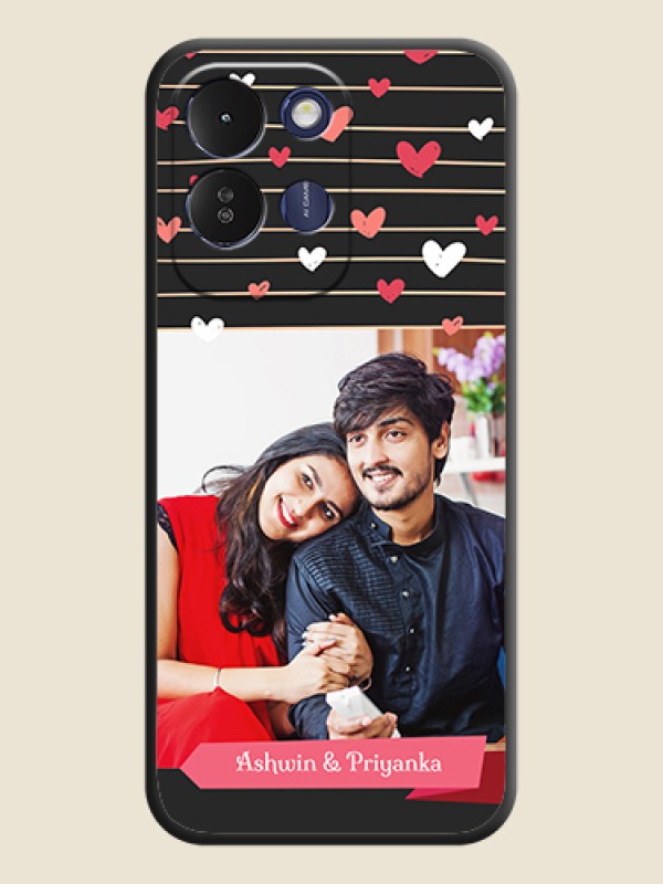 Love Pattern with Name on Pink Ribbon on Photo On Space Black Custom Soft Matte Mobile Back Cover - Poco M8x 5G