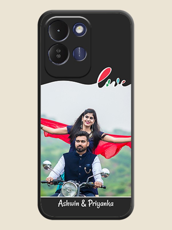 Fall in Love Pattern with Picture on Photo On Space Black Custom Soft Matte Mobile Back Cover - Poco M8x 5G