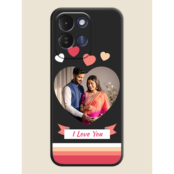 Love Shaped Photo with Colorful Stripes On Space Black Custom Soft Matte Mobile Back Cover - Poco M8x 5G