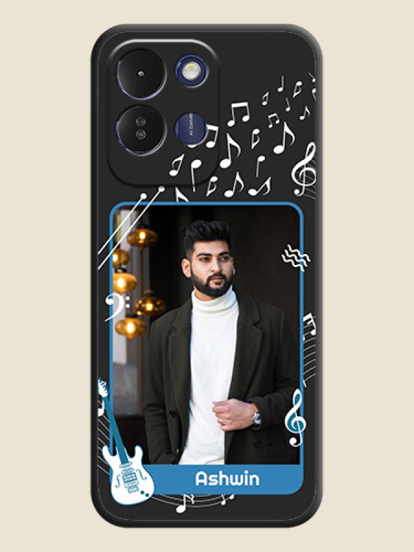 Musical Theme Design with Text on Photo On Space Black Custom Soft Matte Mobile Back Cover - Poco M8x 5G
