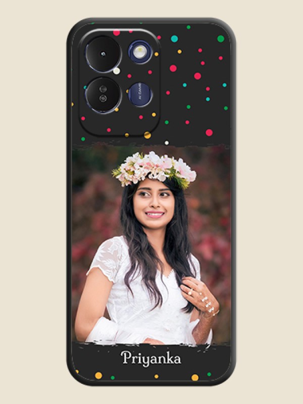 Multicolor Dotted Pattern with Text On Space Black Custom Soft Matte Mobile Back Cover - Poco M8x 5G