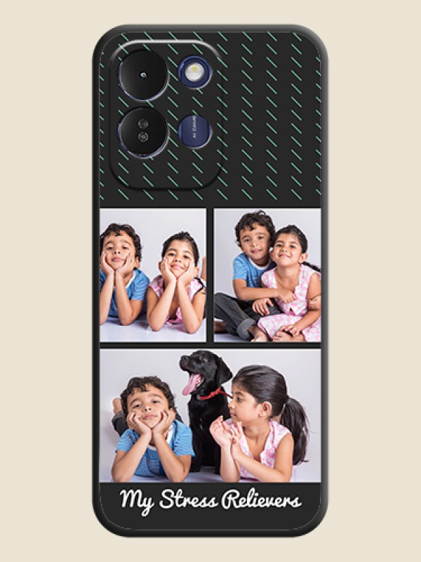 Cross Dotted Pattern with 2 Image Holder On Space Black Custom Soft Matte Mobile Back Cover - Poco M8x 5G