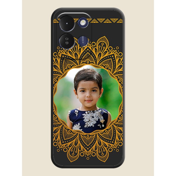 Round Image with Floral Design On Space Black Custom Soft Matte Mobile Back Cover - Poco M8x 5G Round Image with Floral Design On Space Black Custom Soft Matte Mobile Back Cover - Poco M8x 5G