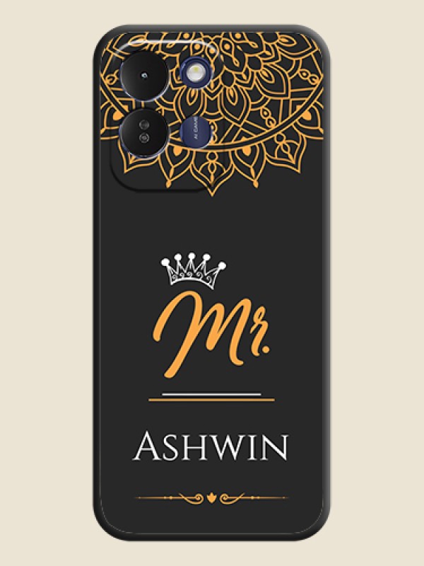 Mr Name with Floral Design On Space Black Custom Soft Matte Mobile Back Cover - Poco M8x 5G