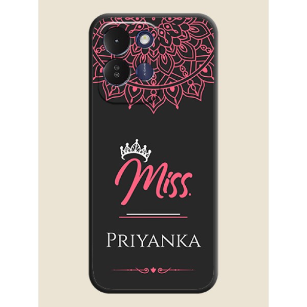 Mrs Name with Floral Design On Space Black Custom Soft Matte Mobile Back Cover - Poco M8x 5G Mrs Name with Floral Design On Space Black Custom Soft Matte Mobile Back Cover - Poco M8x 5G