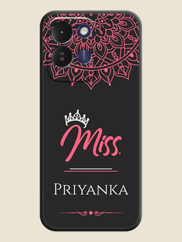 Mrs Name with Floral Design On Space Black Custom Soft Matte Mobile Back Cover - Poco M8x 5G