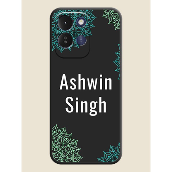 Your Name with Floral Design On Space Black Custom Soft Matte Mobile Back Cover - Poco M8x 5G Your Name with Floral Design On Space Black Custom Soft Matte Mobile Back Cover - Poco M8x 5G