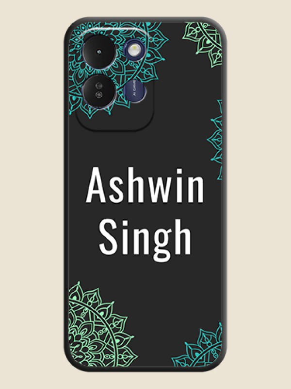 Your Name with Floral Design On Space Black Custom Soft Matte Mobile Back Cover - Poco M8x 5G