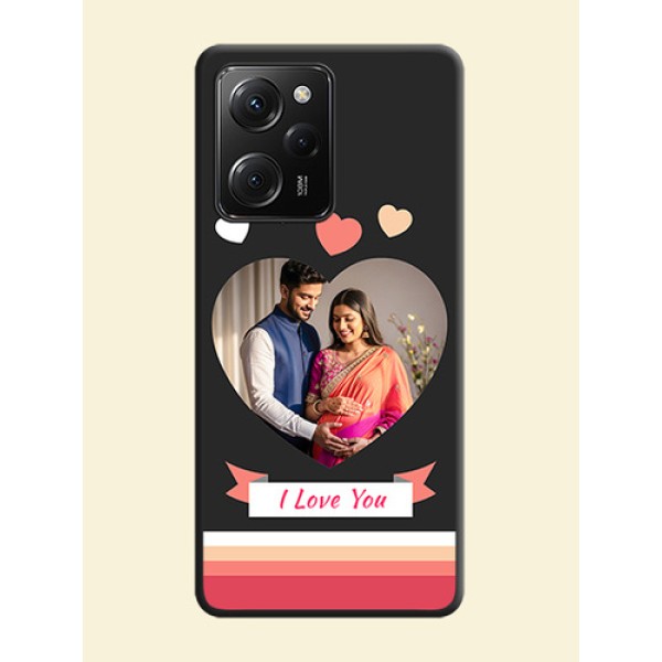 Love Shaped Photo with Colorful Stripes on Personalised Space Black Soft Matte Cases -Poco X5 Pro 5G Love Shaped Photo with Colorful Stripes on Personalised Space Black Soft Matte Cases -Poco X5 Pro 5G