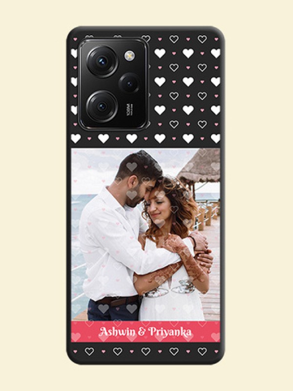 White Color Love Symbols with Text Design - Photo on Space Black Soft Matte Phone Cover -Poco X5 Pro 5G
