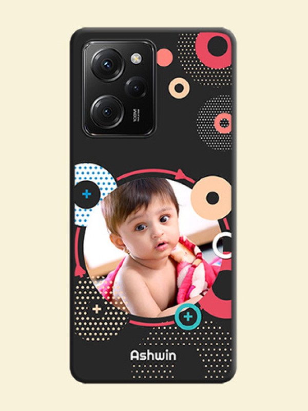 Multicoloured Round Image on Personalised Space Black Soft Matte Cases -Poco X5 Pro 5G